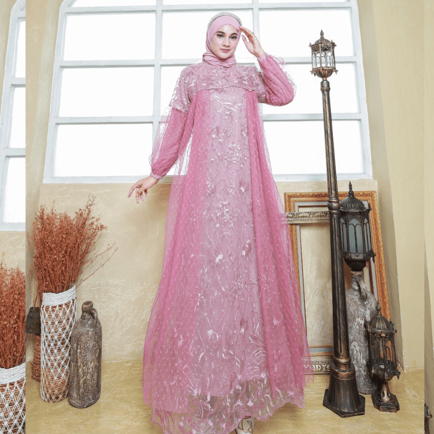 Terlaris Gamis Meyra brukat mix tile dot gamis lebaran kekinian gamis wisuda termewah