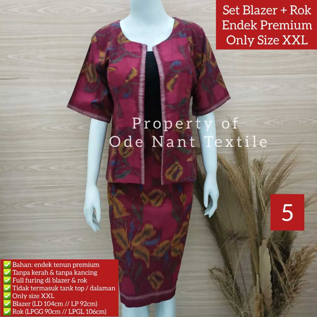 SETELAN BLAZER + ROK ENDEK TENUN PREMIUM WANITA / SETELAN BLAZER ENDEK + ROK ENDEK WANITA JUMBO