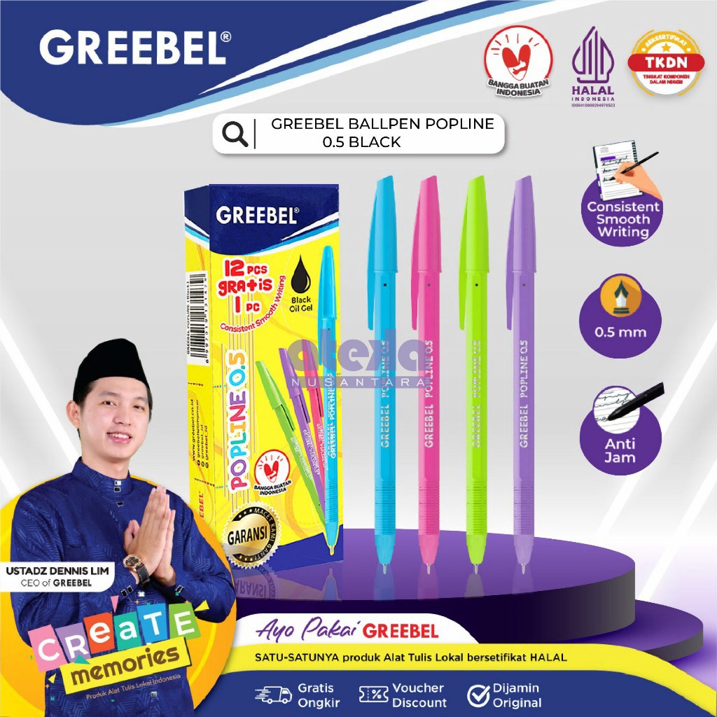 

GREEBEL BALLPEN POPLINE 0.5 satuan