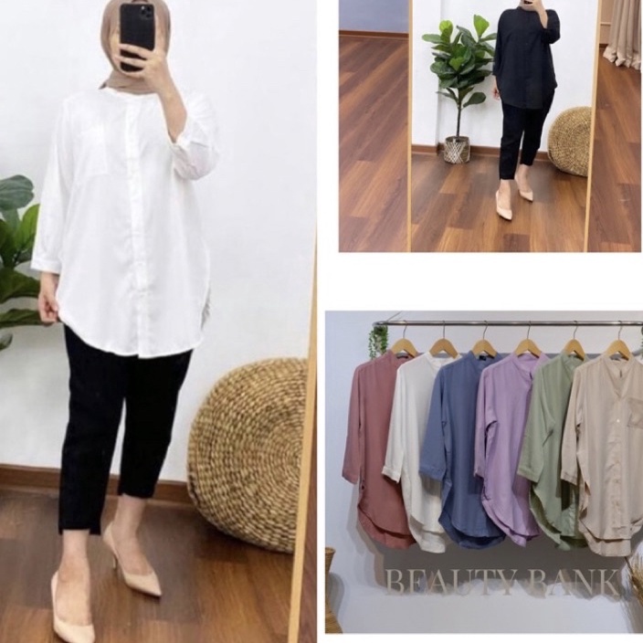 C6369 KEMEJA TUNIK POLOS JUMBO XXL LD 12  Shakila Premium Import  Atasan MUSLIM REAL PICT