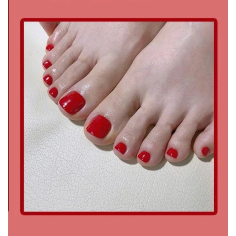 sarahshop21_ kuku kaki merah palsu fakenails box isi 24 pcs free lem