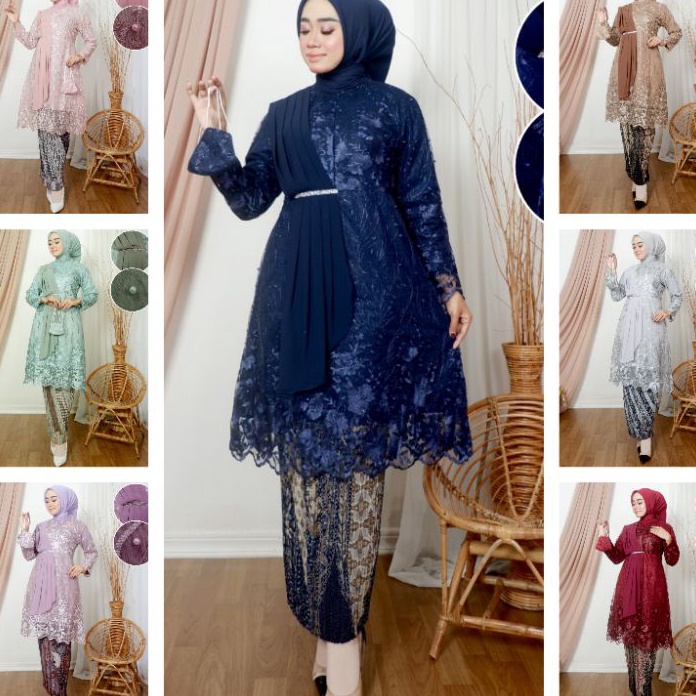 STOK SIAP COD real pict kebaya Tunik selendang Kartini  baju kurung  kebaya brokat  kebaya muslim mo