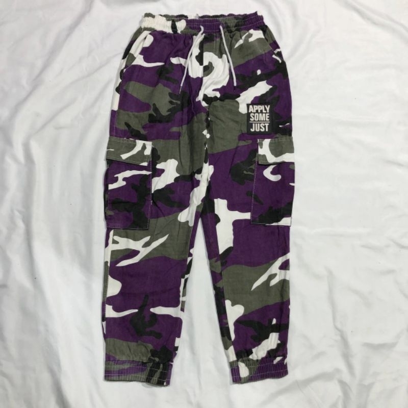 Celana Panjang Longpants Relax Cargo Camo Ungu Slimfit Original Second Preloved #CC67