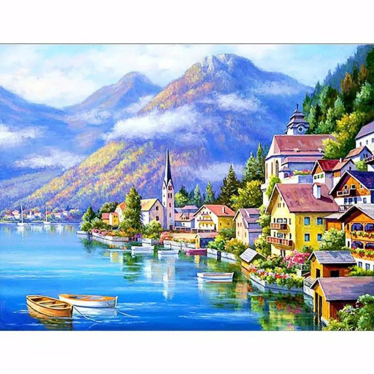 

Super Promo 5D Full Drill Diamond Painting Seaside Town Embroidery