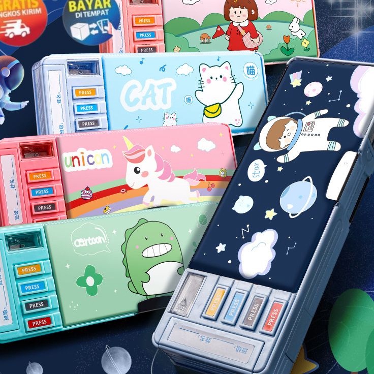 

Kotak PensilTempat Pensil Multifungsi Motif Unicorn Dinosaurus Astronot Untuk Anak TkKotak Pensil Pola Kartun Lapisan Ganda Tunggal dengan Rautan Kapasitas