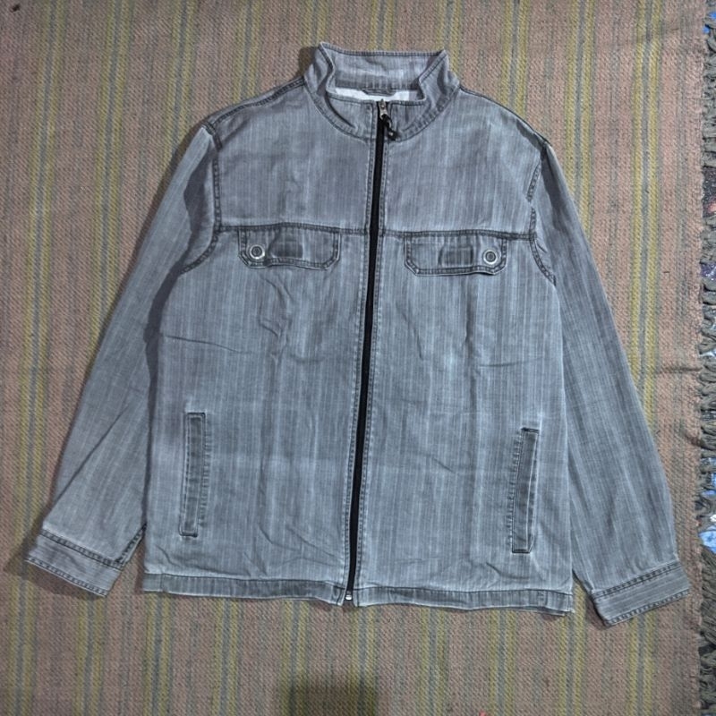 Outer Work Jacket Airwalk Vtg Stripe Grey Original Second Preloved