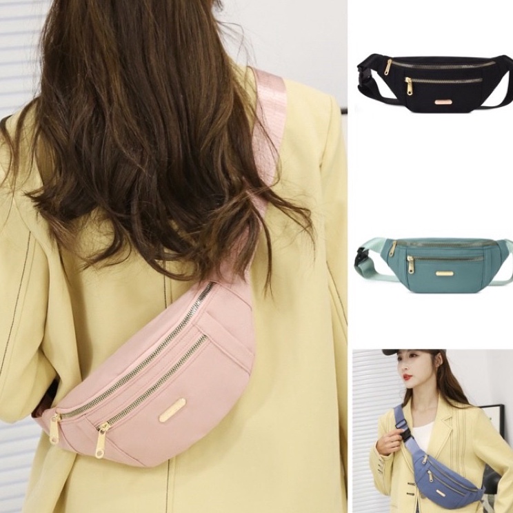 Praktis Tas Pinggang Wanita import Selempang Dada Waistbag Premium ORI waterproof model O