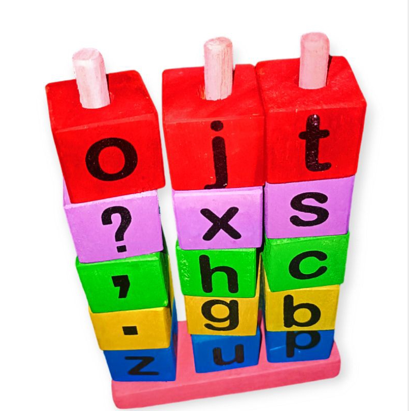 Mainan Edukatif Anak Balok Susun Huruf Abjad /Mainan Balok Alpabet / Mainan Susun Balok Warna