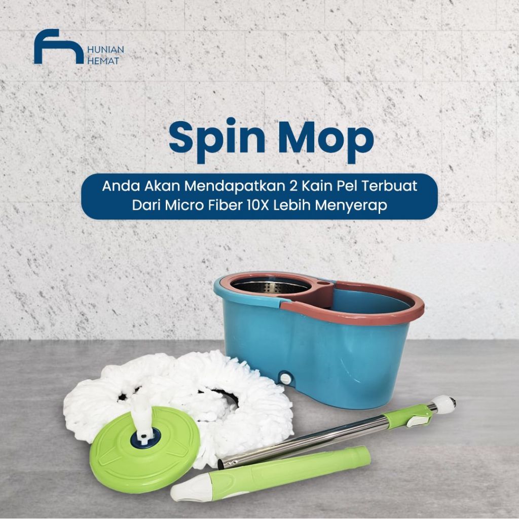 [COD] SET Alat Pel Lantai Super Mop Putar Alat Pel Otomatis Pel Stainless Pel Plastik - Spin Mop