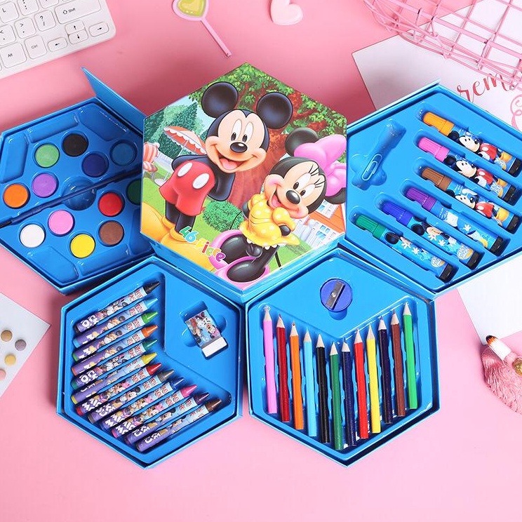 

JUALSEMUA18Crayon set 46pcs 4in1 pensil cat warna alat seni pensil cat menggambar melukis