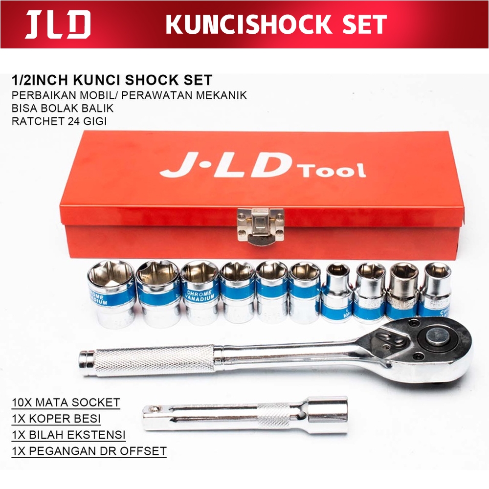 JLD 12pcs Kunci Shock Rachet 24gigi 1/2inch kunci shock 1 set kunci shock jld set CR-V kunci shock 1