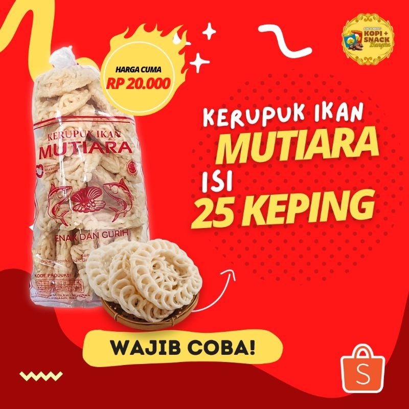

Kerupuk Ikan Mutiara Isi 25 keping sedang 250gr