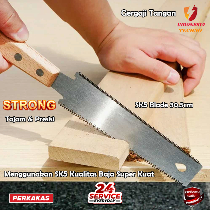 Gergaji Jepang Super Tajam Dua Sisi Portable Multifungsi Gergaji Kayu Pipa Peralon Baja 30.5cm SK5 B