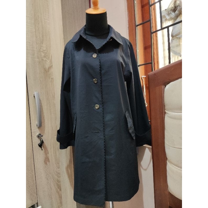 Long tunic/ outer hitam/long coat cantik/ baju kerja, preloved murah