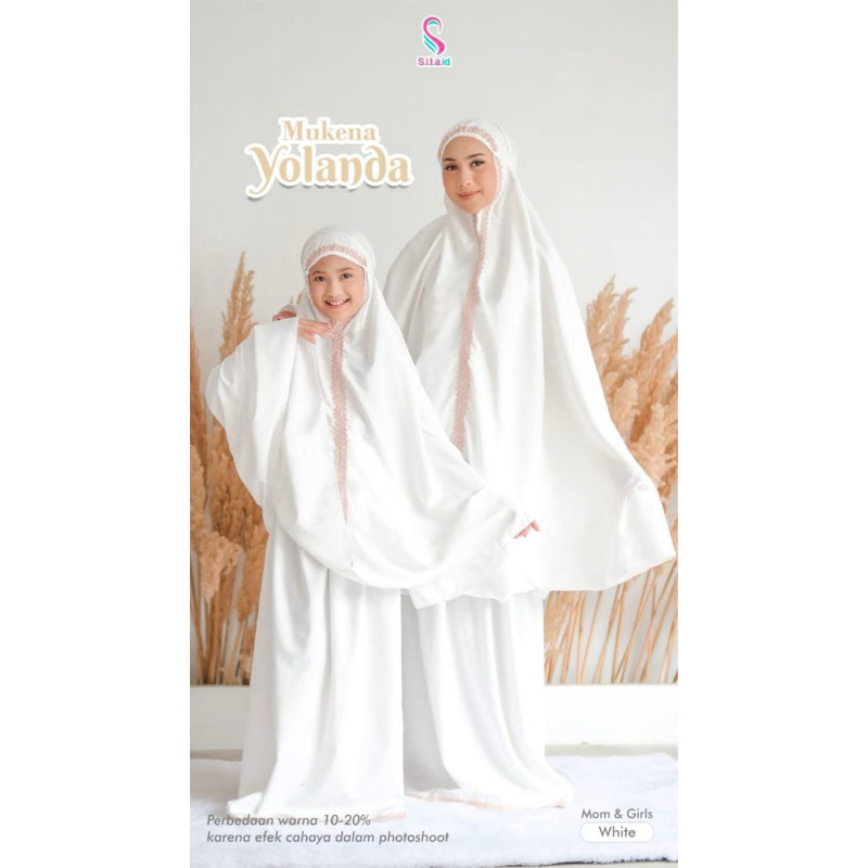 SITA.ID | BEST SELLER MUKENA COUPLE DEWASA DAN ANAK PUTIH YOLANDA BY SITA.ID