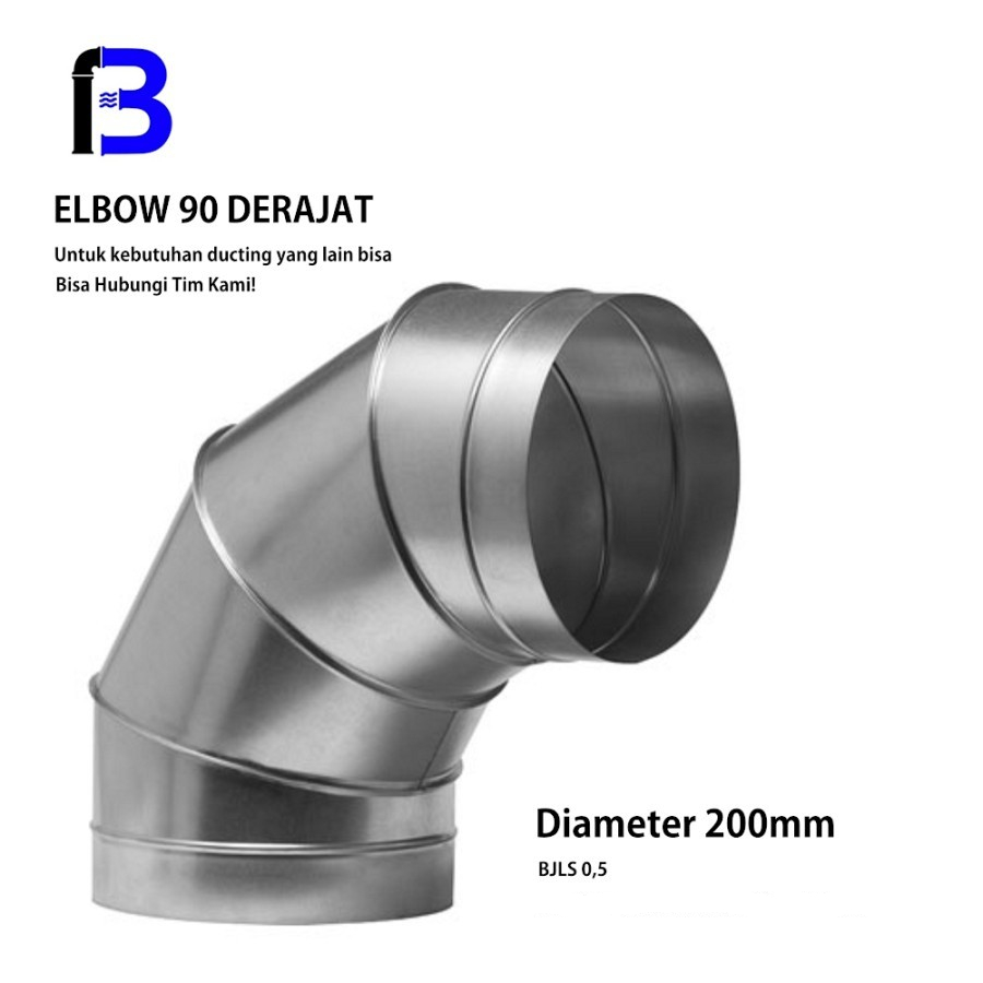 ELBOW Ducting 90 Derajat BJLS 0,5, Ukuran 8 Inch - 8 inch