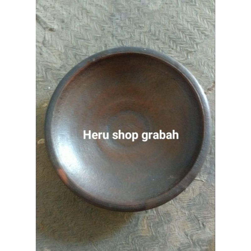 cobek/piring tanah liat hitam ukuran 18cm