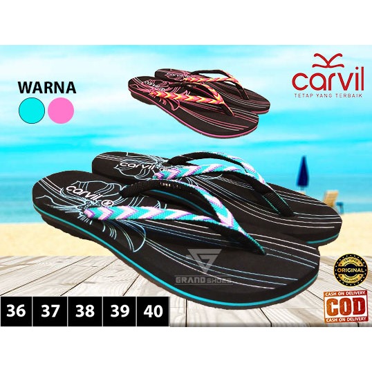 CARVIL LUNA Sandal Jepit Karet Anti Slip flip flop lentur flat casual wanita Perempuan Original