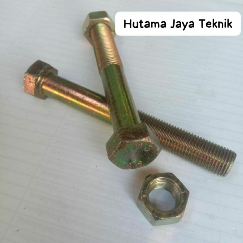 Baut Mur M 12 12mm || Panjang 9 Cm 90mm M12x90 ||drat halus P 1.25 kuncian 17 an