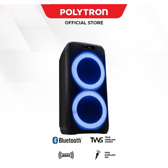 POLYTRON PPS-8L22 Speaker Bluetooth Karaoke Portable Wireless Party + Mic Radio Garansi Resmi