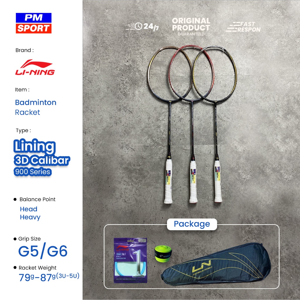 RAKET BADMINTON / BULUTANGKIS LINING 3D CALIBAR 900 / 900I INSTINCT / 900B BOOST ORIGINAL