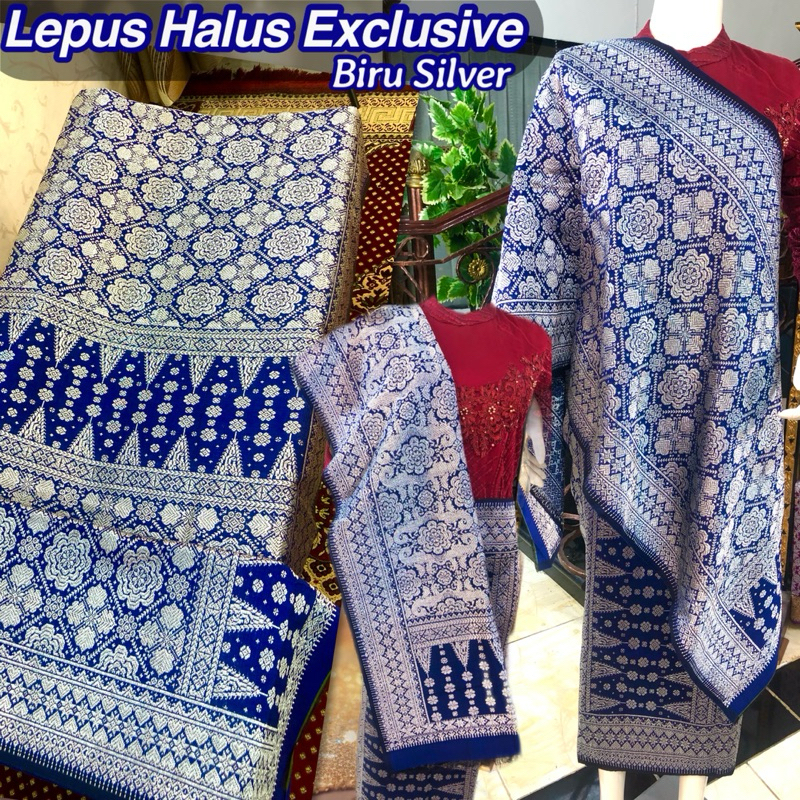 Songket Lepus Halus Exclusive Gebeng Biru Silver  /songket tenun asli palembang /ilham songket palem