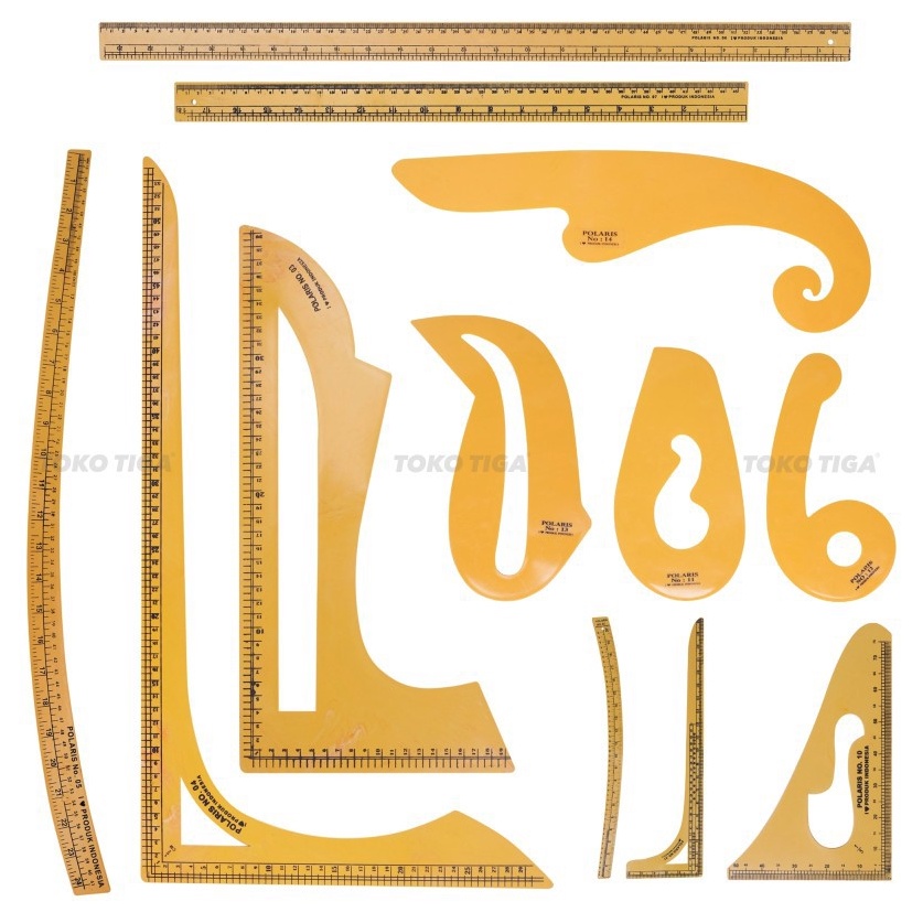 

Penggaris Pola Set Pattern Ruler POLARIS Isi 9 Set 12 Pcs PSC1