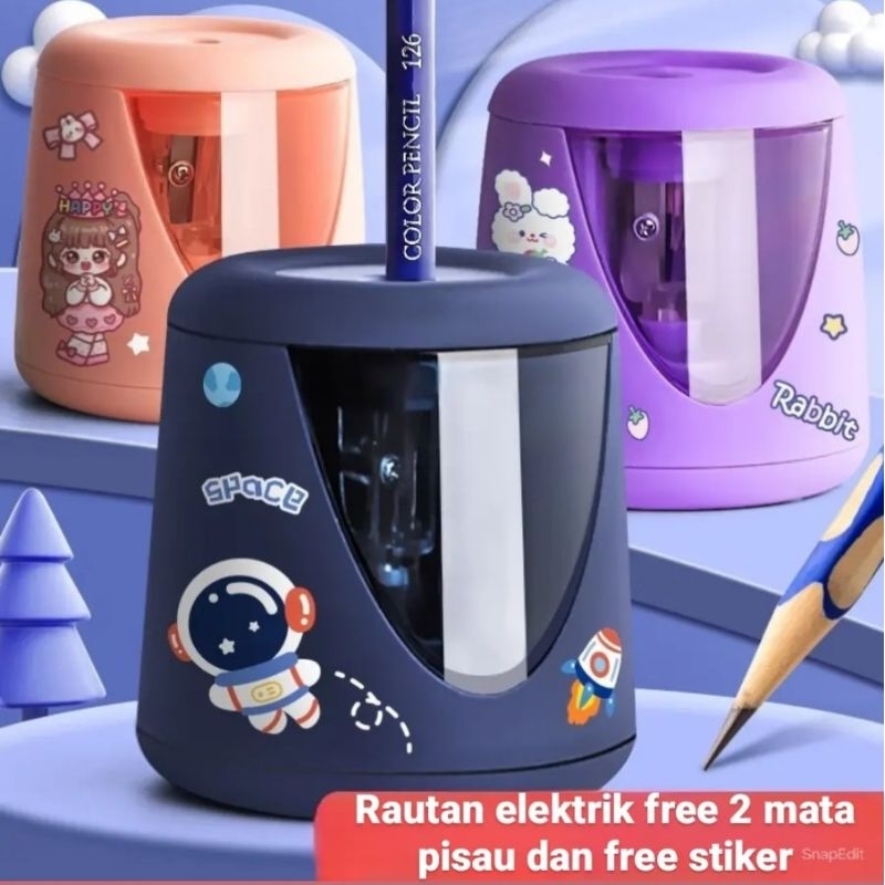 

serutan pensil putar / serutan pensil otomatis / Rautan pensil otomatis pakai baterai 2buah/ rautan pensil elektrik menggunakan 2 buah baterai / serutan pensil (FREE 2 buah mata pisau dan 1 stiker tempel didalam kotak) TIDAK ADA USB / CHARGER
