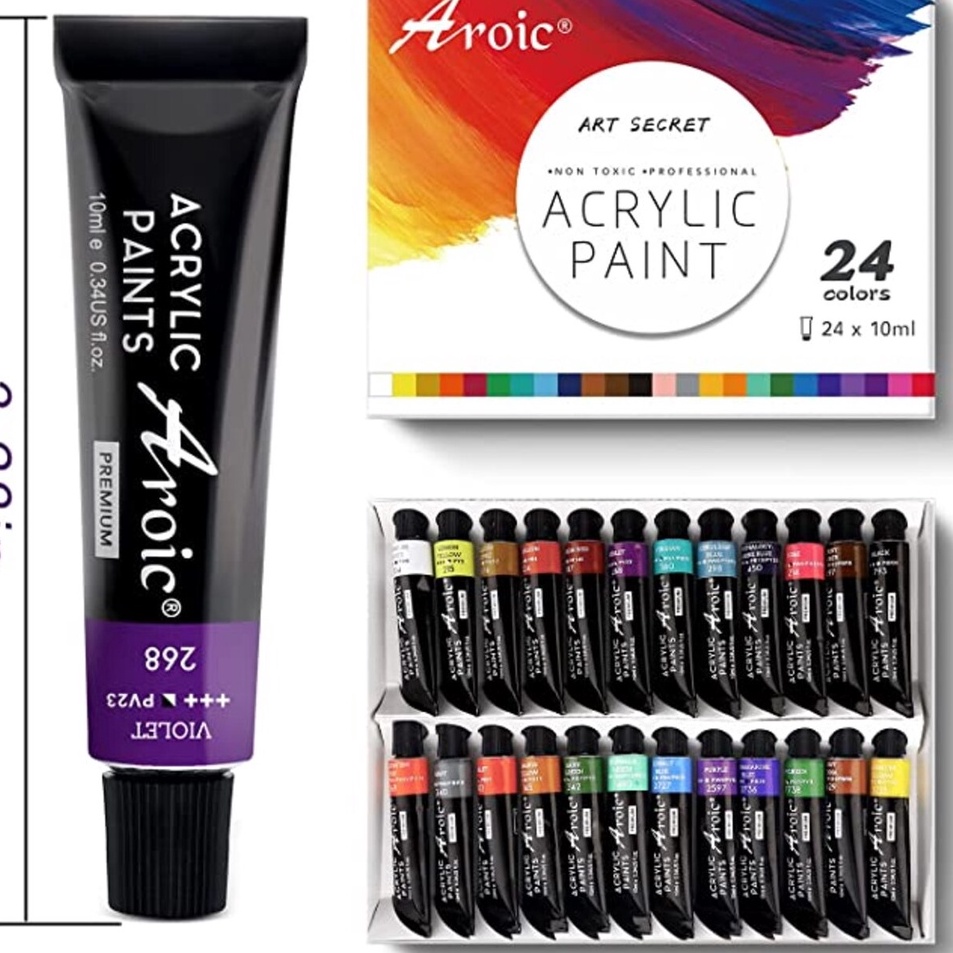 Terlaku Cat Akrilik Acrylic Painting Set 24 Warna 1 ML Painting Kit Alat Cat Lukisan Kanvas Lukis Ca