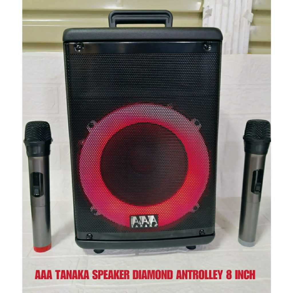 Speaker Portable AAA Tanaka Diamond Antrolley 8 Inch + Mic Wireless