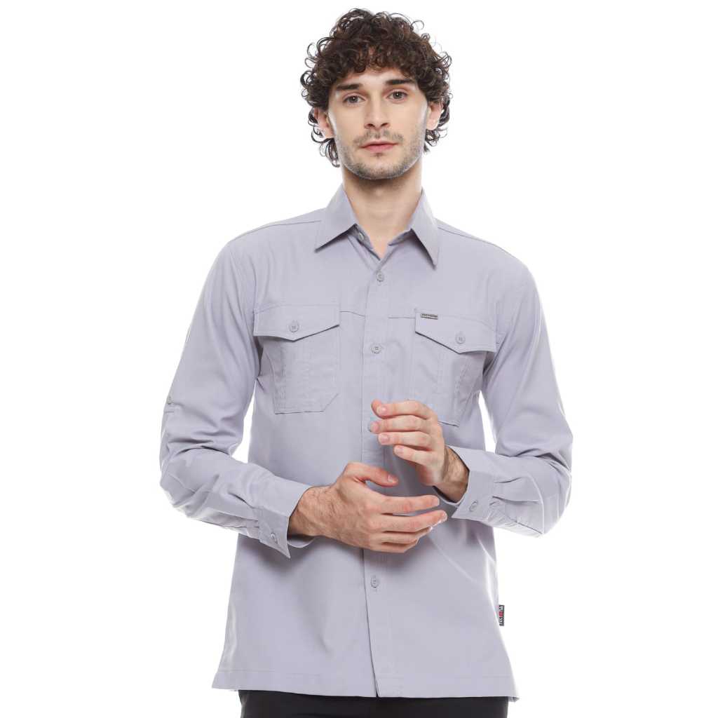 Kemeja Fuji Abu Tanah Lengan Panjang Tactical Bahan Tropical Pasada