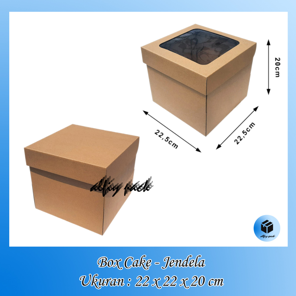 

1pack isi 10pcs BOX CAKE CORRUGATED JENDELA 22X22X20 CM KOTAK KUE ULANG TAHUN DUS TINGGI
