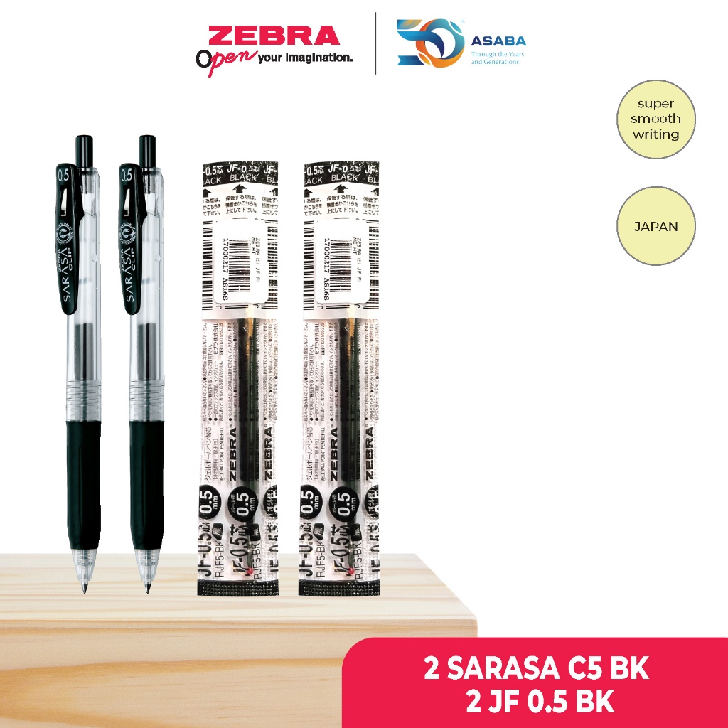 

ZEBRA Paket Alat Tulis 2 Sarasa Clip Pulpen Gel dan Refill 0.5mm Gel Pen Alat Tulis