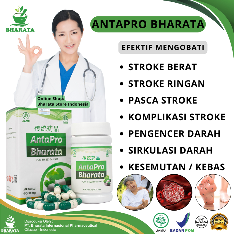 Obat Stroke - Obat Jantung - Obat Kebas - Obat Pembuluh Darah ANTAPRO BHARATA 100% ORIGINAL 50 Kapsl