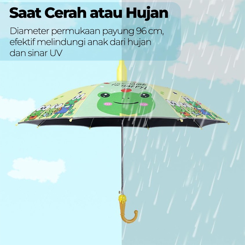 Payung Anak Karakter Premium / Payung Anti Uv / Payung Anak Karakter Kucing / Payung Anak Perempuan