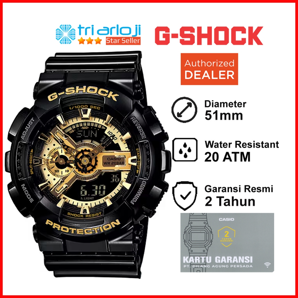 Casio G-Shock GA-110GB-1ADR - Jam Tangan Pria GShock GA-110GB GA-110GB-1A GA110GB GA110 Hitam Kuning