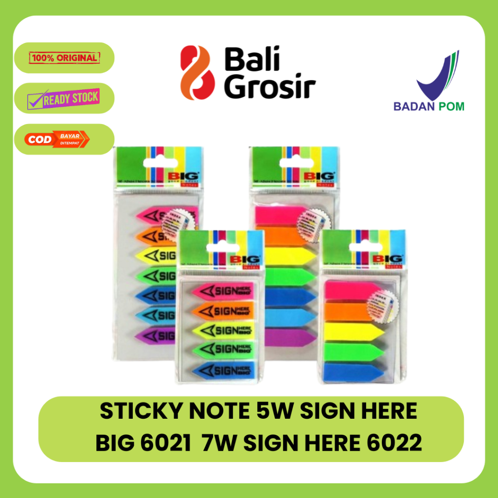 

BALI GROSIR - STICKY NOTE 5W SIGN HERE BIG 6021 / 7W SIGN HERE 6022