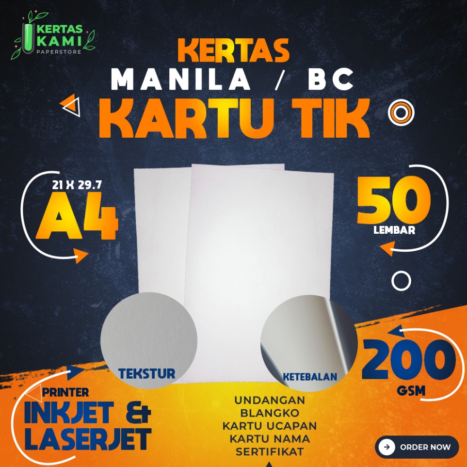 

Jual Kes Kartu TIK 2 gsm A4 isi 5 lembar Kes HVS Tebal Manila BC Putih A4 2 gram Kes Undangan Karton Ih Brief Card ukuran A4
