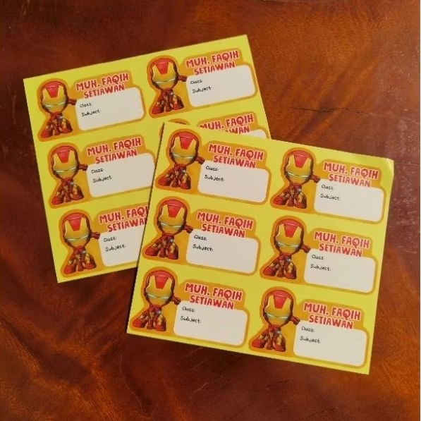 

Sticker Buku 40 Pcs Cutting Bentuk Bebas Custom Nama & Desain