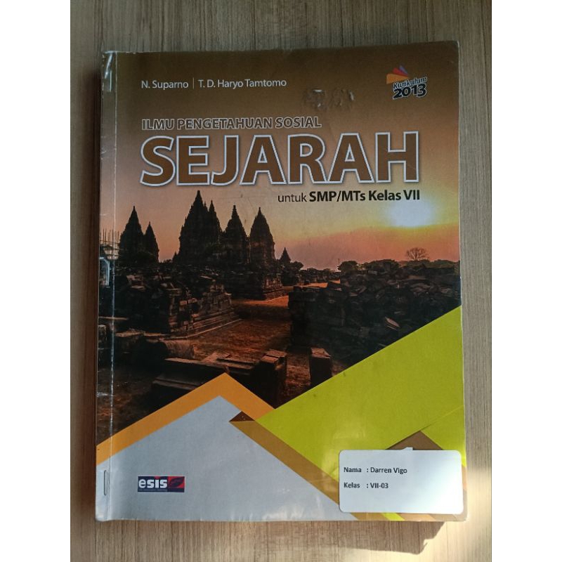 Buku Sejarah kelas 7 VII SMP Esis Erlangga Revisi 2013