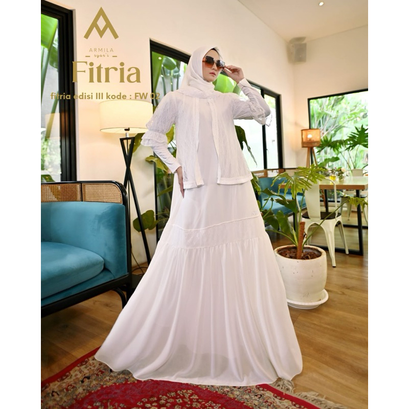 FITRIA SET White | Armila Syari Premium | Syari Mewah | Trend Syari Jumbo