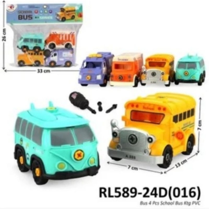 mainan DIY anak bongkar pasang mobil kereta train school bus airport robot dino construction army mi