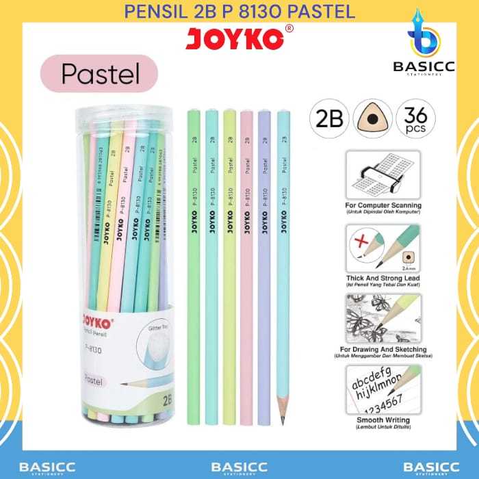 

Joyko Pencil Pensil 2B P-8130 Pastel | @1Drum=36Pcs