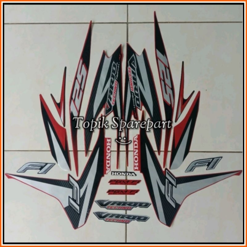 stiker striping Honda Vario 125 Tecno old 2015 merah Lis body standar original
