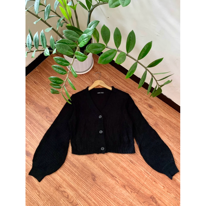 SHEIN Cardigan Lengan Super Balon Crop Oversize