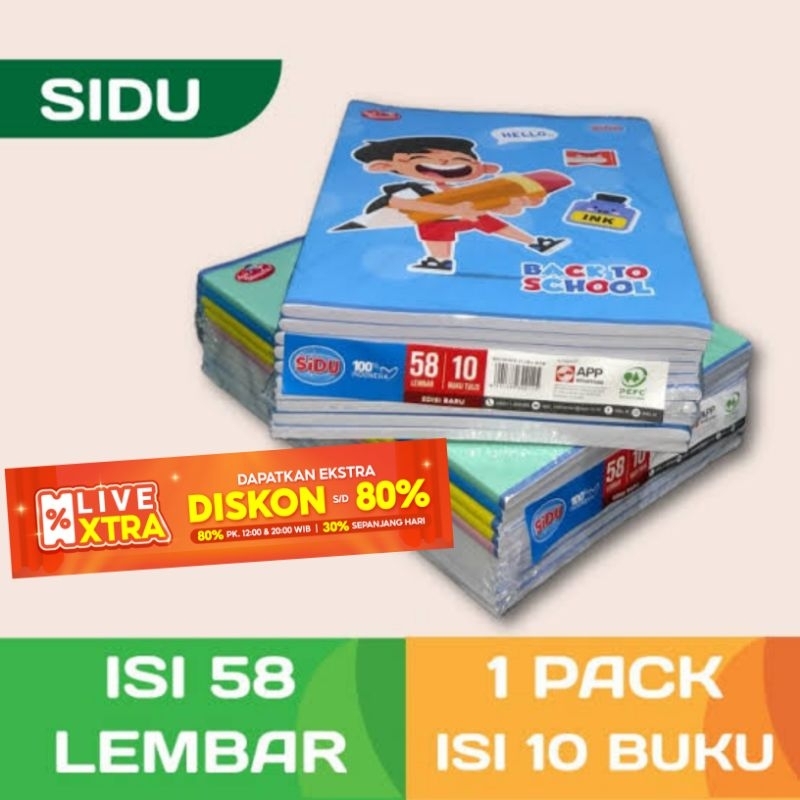 

BUKU TULIS SINAR DUNIA 58 LEMBAR / SIDU EB 58 PACK ISI 10 PCS