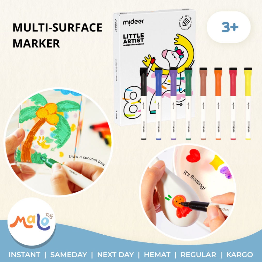 

DAHSYAT MALOTOYS Mideer Little Artist Whiteboard Marker 8 Spidol Papan Tulis White Board Warna Warni Colors Spidol Nontoxic Mainan Prakarya Malo Toys