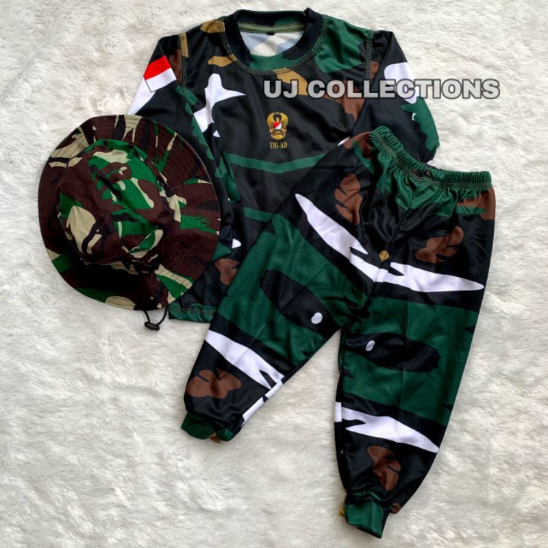 SETELAN JERSEY ANAK PENDEK FREE TOPI RIMBA LORENG MALVINAS - BAJU SETELAN JERSEY ANAK SATU SET LOREN