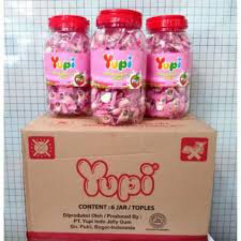 

Yupi strawberry kiss permen toples isi 120pcs