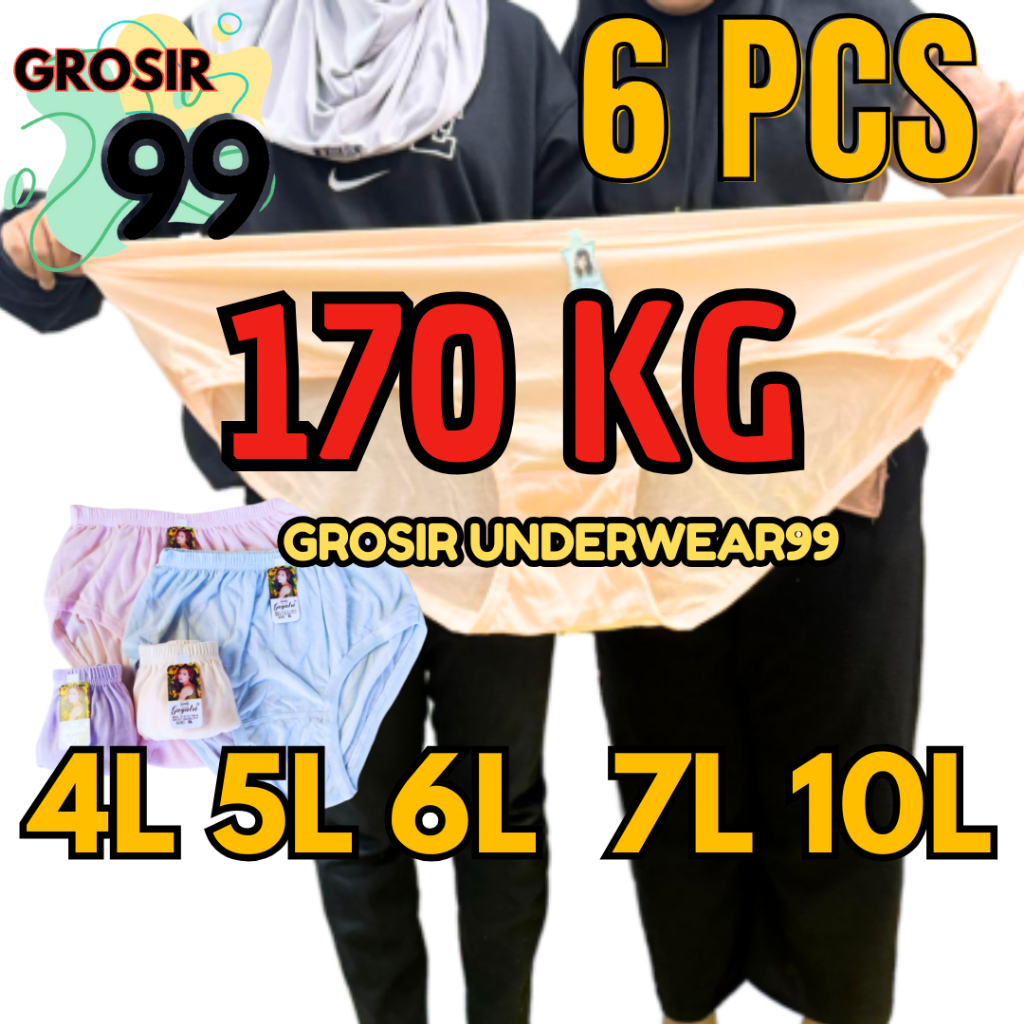 6 PCS SUPER JUMBO Celana Dalam Wanita Jumbo Big Size CD BUMIL Wanita Dewasa CD Wanita Elastis Melar 